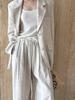 Women's Autumn Cotton Linen Blazer Suit Set with Pants