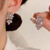 Niche Design High-end Micro-inlaid Flower Zircon Stud Earrings Women's 111 Silver Needle Light Luxury Earrings Exquisite Light Luxury Earrings