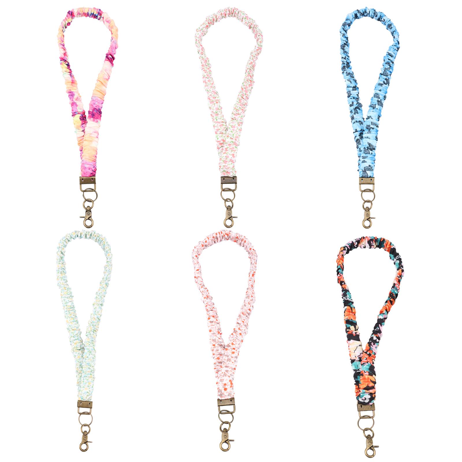 

6 шт. Эластичный шнурок-скранчи для ID-бейджів та ключів. Милий висувний шнурок на шию з кліпсою для вчителя, жінок, медсестер, школи.