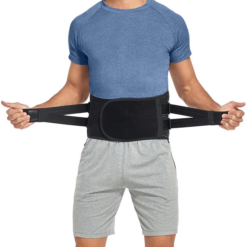 Atmungsaktive Air-Mesh-Rückenstütze zur Linderung von Lendenwirbelschmerzen mit 6 Stützen Anti-Rutsch-Lendenstützgürtel