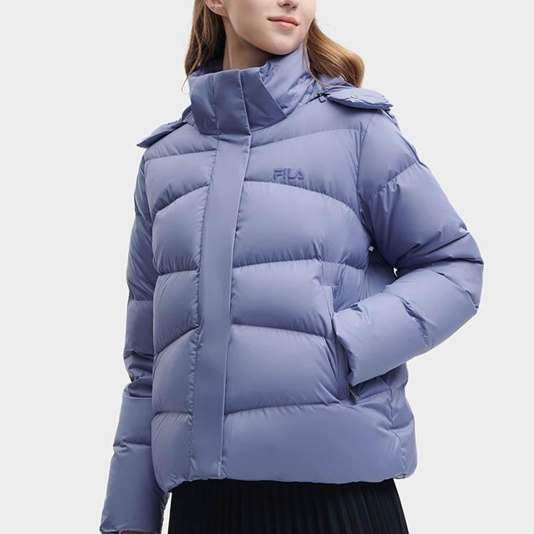 Fila Heritage Series Solid Color Hooded Casual Down Jacket Women Outerwear Medium-Purple-Blue F11W348916F-BU