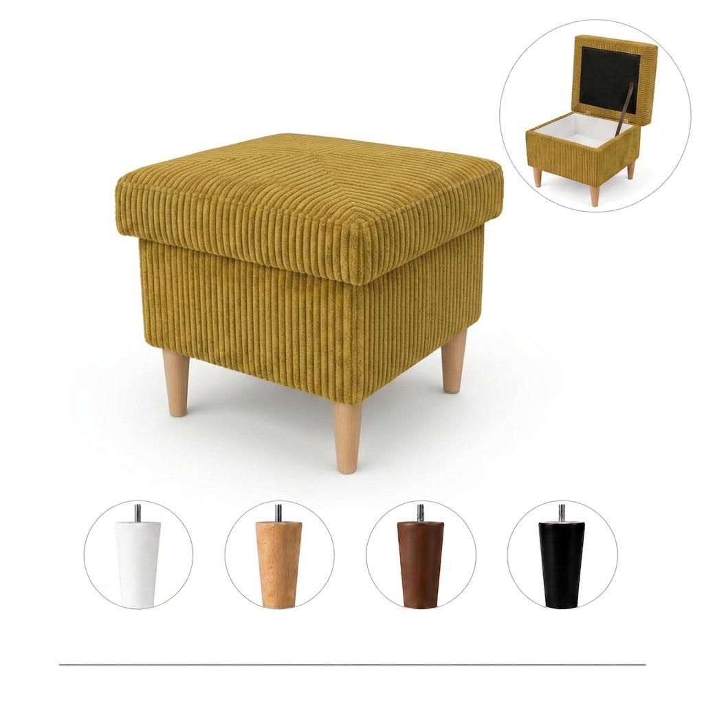 Sitzhocker ARI mit Stauraum und Cordbezug, auch als Fußhocker nutzbar – Family Meble
