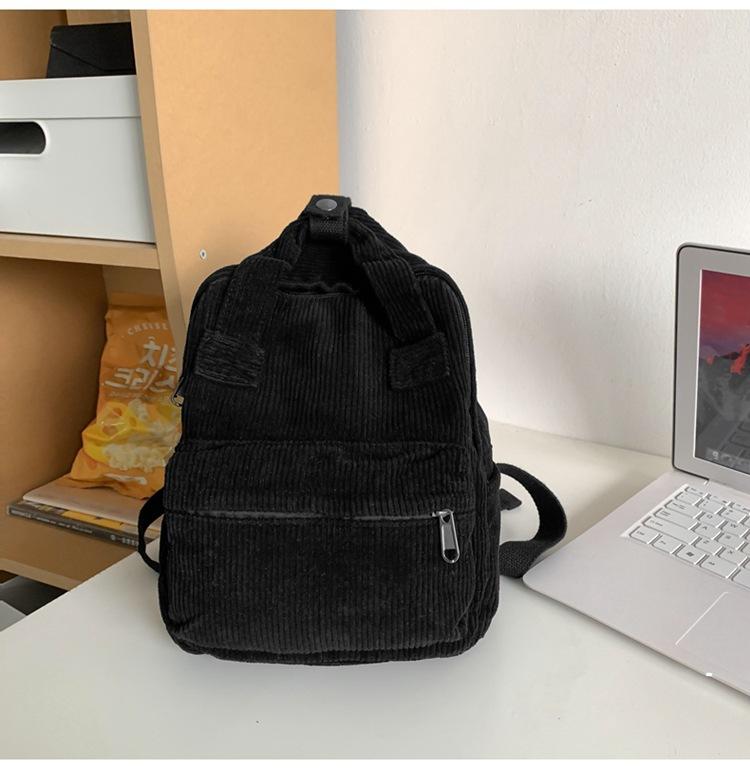 Women's Small Bag Japanese Solid Color Corduroy Schoolbag Female Student Backpack
