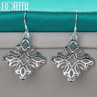 925 Sterling Silver Geometric Pendant Earrings, Fashionable Wedding Jewelry