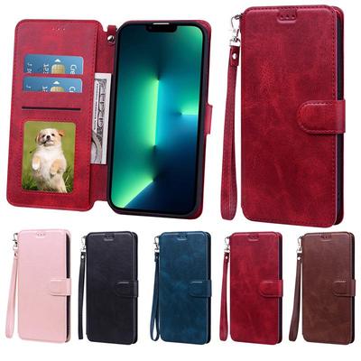 Schützende Klapphülle aus Leder für Apple 13, Pixel 6 Pro, LG, Samsung S22 – einfarbig, hochwertige Hülle.