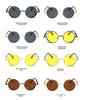 Versatile European-American Steampunk Metal Sunglasses with Spring Legs - Model 58028