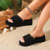 Plus Size Tassel Sandals: Breathable Flat Non-Slip, Thick Sole, Solid Color, Spring/Summer Style for Women