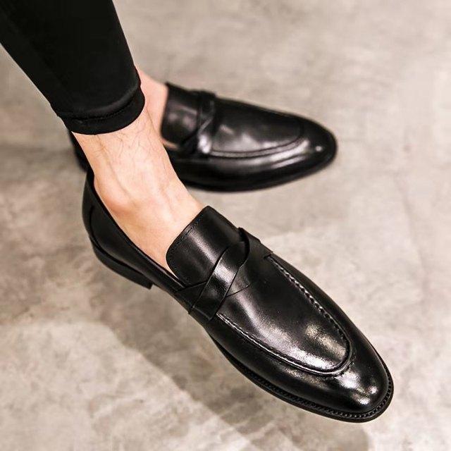 Formal Shoes Men Leather Office Shoes Men Classic Brown Dress Loafers Men Elegant Shoes Luxury Chaussure Homme H614