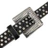 European & American Rhinestone Square Buckle Leather Belt - Sequin Punk Rock Style