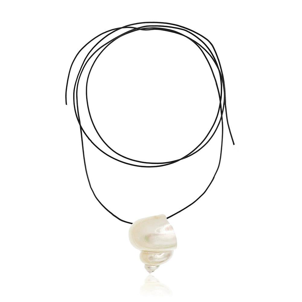Natural Conch Shell Pendant Necklace For Women Girls Adjustable Long Sweater Chain Beach Hoilday Jewelry Fashion Accessory