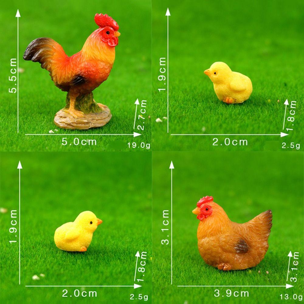 Resin Chicken Doll Ornaments DIY Decoration Crafts Kawaii Mini Model Desktop Toys  Home Decoration