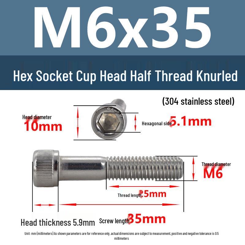 304 Stainless Steel Hex Socket Screws M4-M20, Cylindrical Head, Partial Thread Bolts