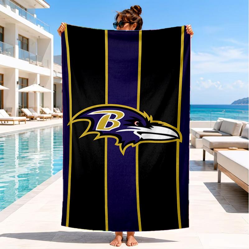 Football Ravens Logo Beach Towel, Microfiber Beach Towel, Perfect For Pool, Beach, Travel, Home Decor Beach Party Fan Gifts
