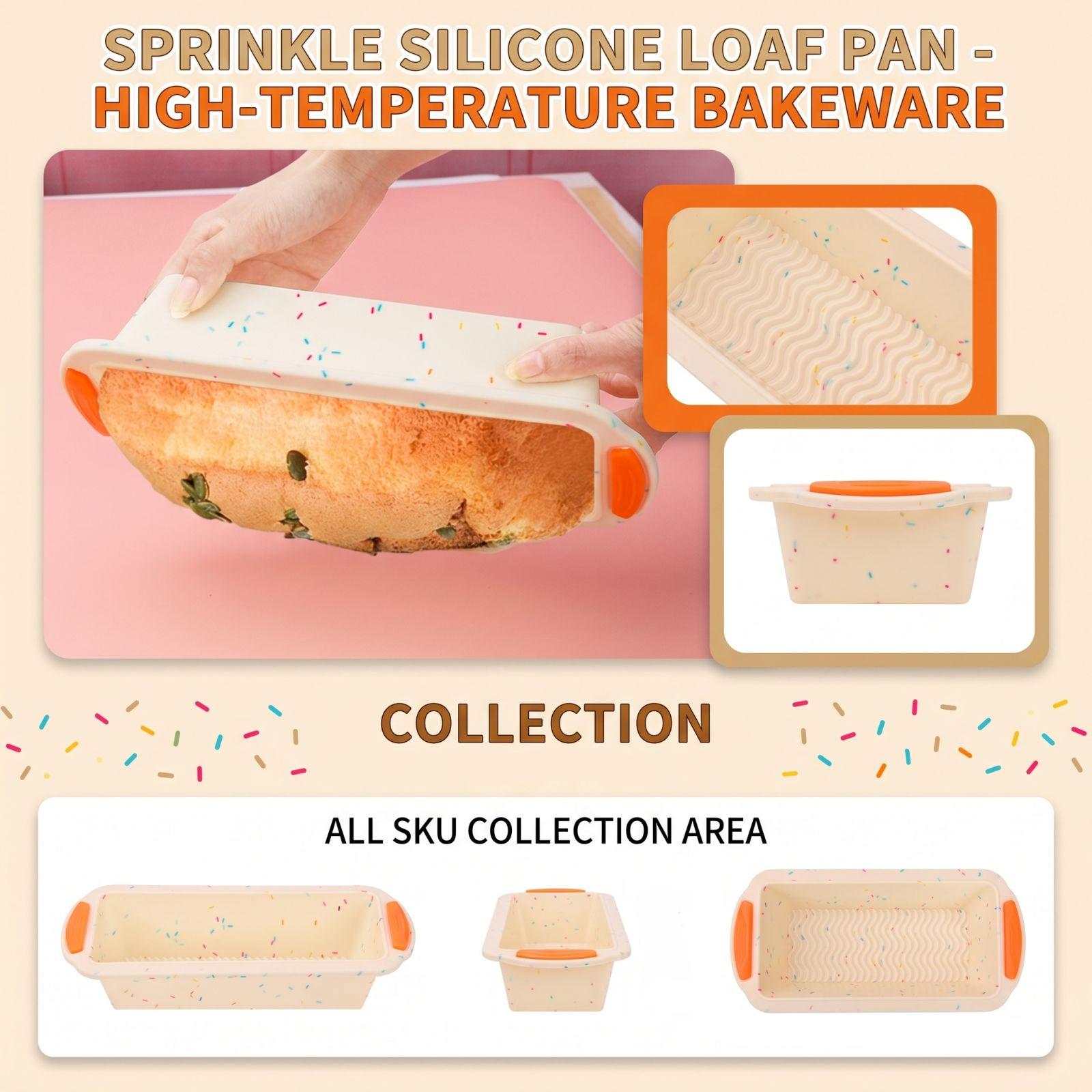 Speckled Silicone Bread Loaf Pan with Handles, Nonstick Rectangle Baking for Bread and Pound One Size белый