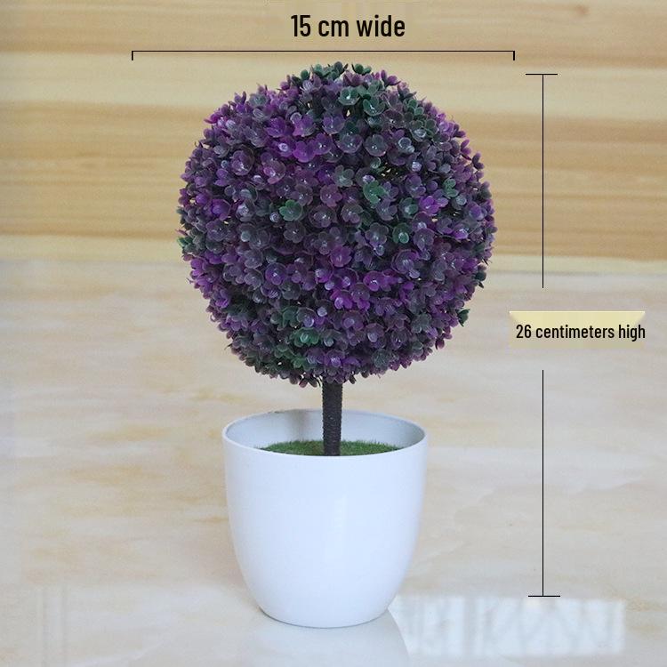 Creative Home Decor: Artificial Bonsai Grass Balls and Mini Cherry Snow Ball Trees