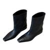 Cowhide Version~ Korean Version of Thin and Versatile Square Head Thick Heel Martin Boots Sleeve Thin Boots Short Boots Women's Chelsea Boots