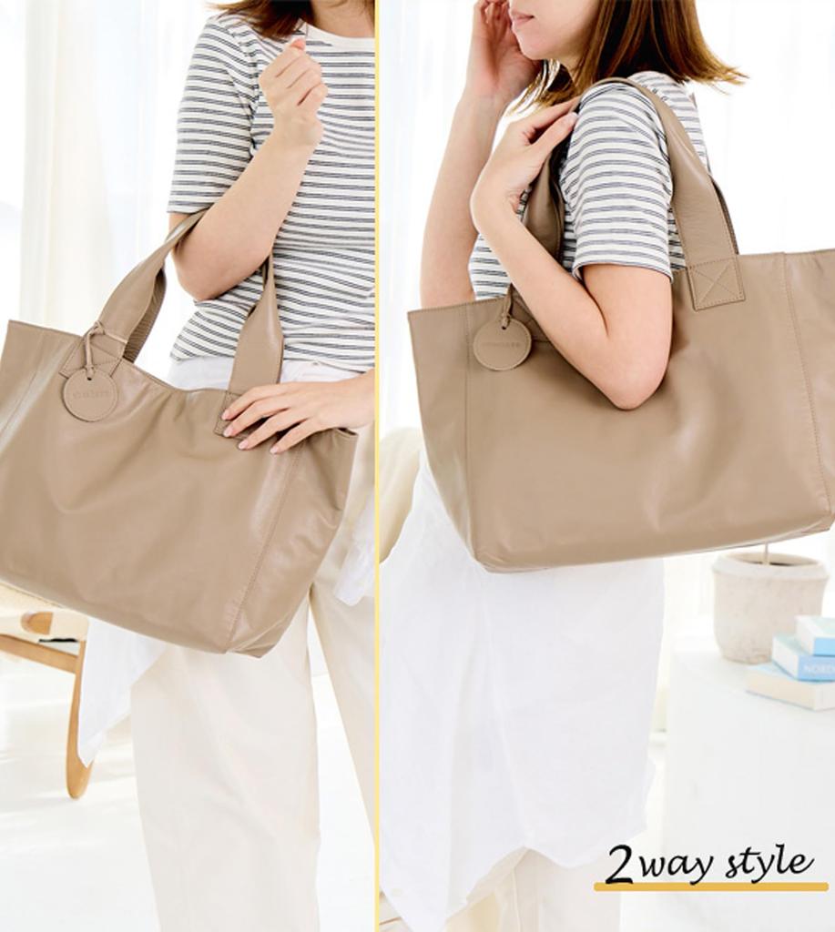 ZUCCHERO Tote Genuine Large A4 Soft Perfect for 49917 Women's Bag, Leather, Lightweight, Capacity, Size, Bottom, Work, (Taupe)