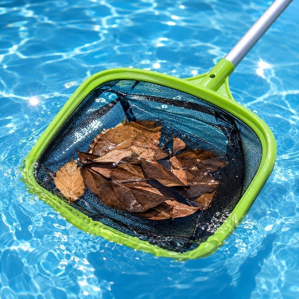 Swimming Pool Leaf Skimmer Net with Extendable Aluminum Handle Pool Cleaning Tool for Shallow Water Debris Removal Durable Mesh Net