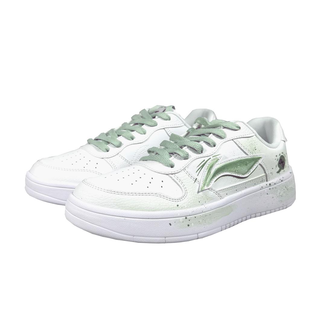 Li Ning Cushioning Abrasion Resistant Breathable Low top Skateboard Shoes Women's White Green AGCS420-6(Team667-OMG)