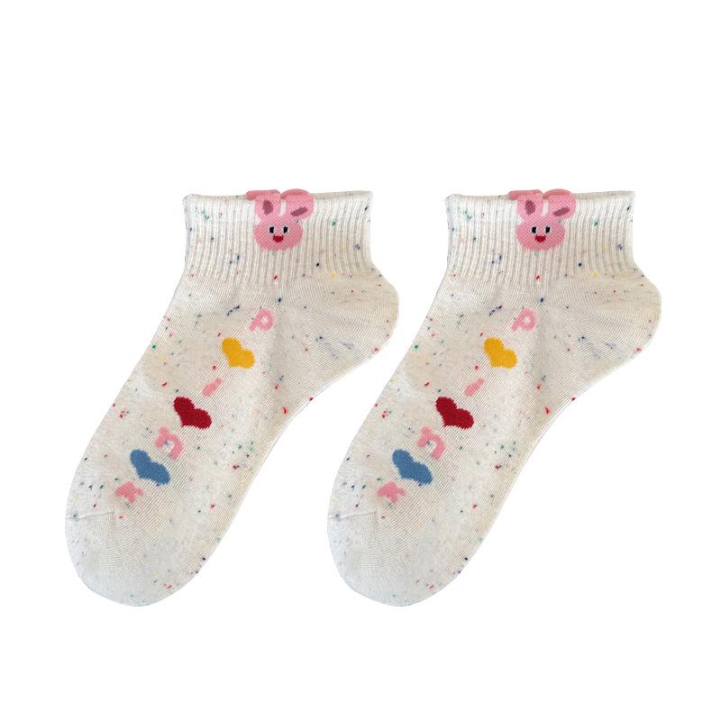 Socks Summer Thin Cartoon Socks Shallow Mouth Short Tube Cotton Socks Ideas Yarn Color Points Cute Socks Socks Industry