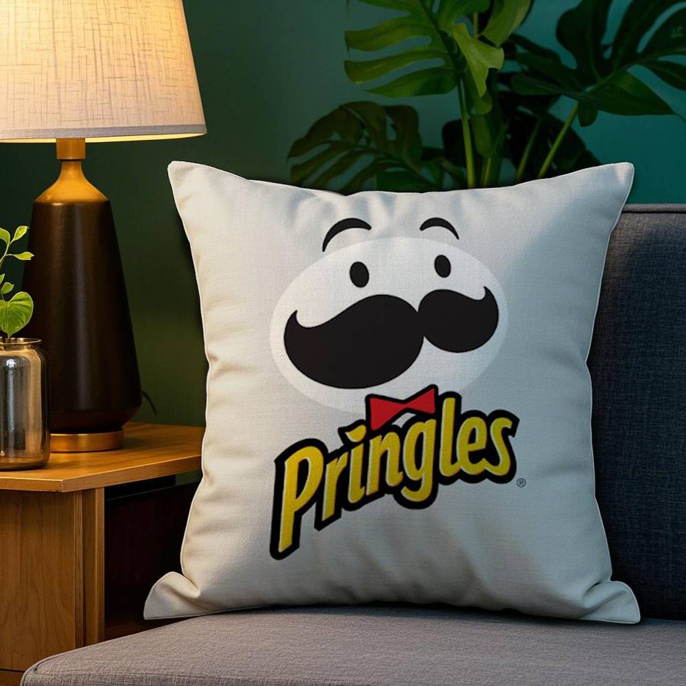 Classic P-Pringles Brand Pillow Case Plush Fabric Soft Double Sided Print Sofa Cushion Cover Throw Pillow Covers