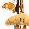 Cute Plush Keychain with Face Soft Fluffy Croissant Baguette Pendant Smiling Bread Bag Charm