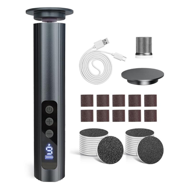 Rechargeable Wireless Foot Grinder With Metal Construction And Ergonomic Handle For Home Pedicure