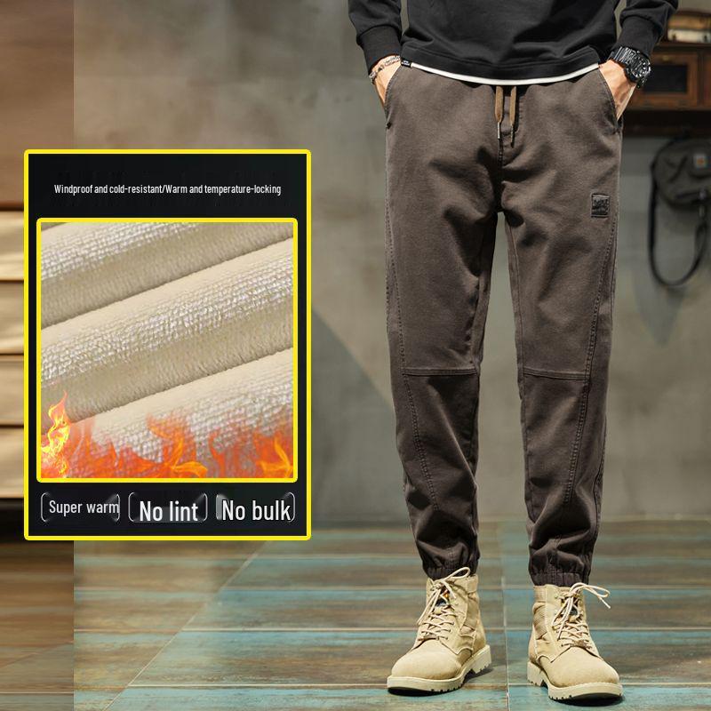 Pánské trendy značkové 2025 podzim/zima plus sametové tepláky - volné, všestranné, sportovní ležérní kalhoty