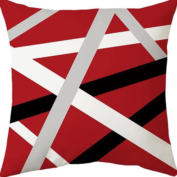 Popular Simple Geometric Abstract Red Black Striped Sofa Cushion Pillow Case Home Removable Washable