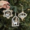 2pcs Red White Christmas Wooden Snowflakes Pendant Handmade Christmas Tree Ornaments  Party Favors