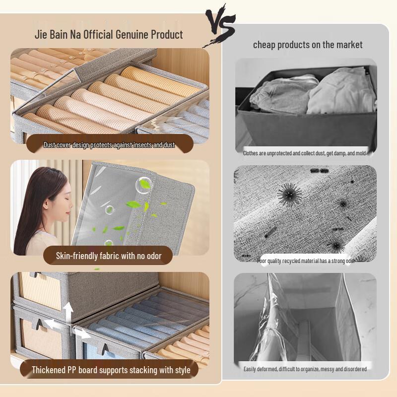 Oxford Cloth Wardrobe Storage Box with Lid and Transparent Window