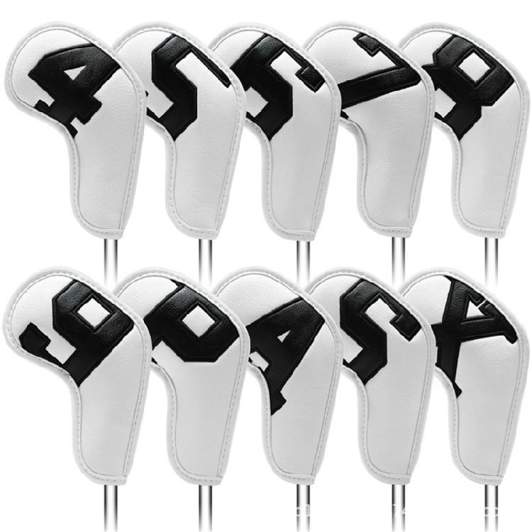 10Pcs PU Leather Waterproofs Golfs Iron Head Cover Golfs Iron Head Protective Cover Golfs Accessories Gifts for Golfers