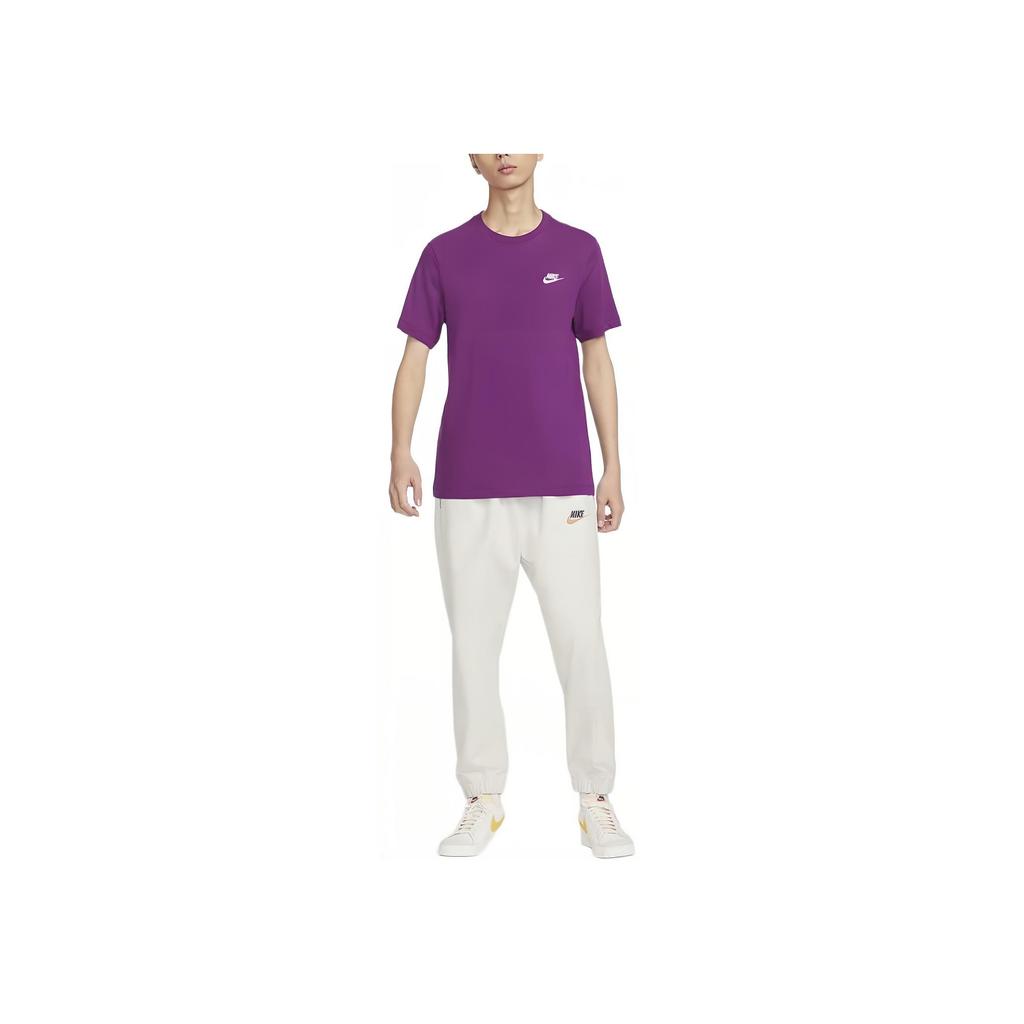 Nike Sportswear Club Weiche Baumwolle Einfarbig Rundhals Lässig Kurzarm Atmungsaktives T-Shirt Herren T-Shirts Tech-Purple AR4999-504