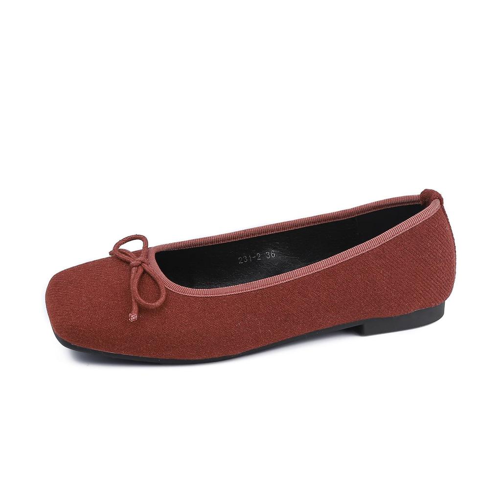 Grape Mother Spring New French Flat-soled Single Shoes Women's Comfortable Outer Wear Shallow Mouth Women's Shoes Bow Soft-soled Casual Shoes