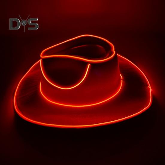 Light Up Cowgirl Hat Wireless Neon Western LED Cowboy Cap Luminous Flashing Light Bar Hat for Halloween Party Supplies