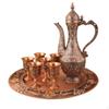 Set Vintage di Caffettiera Turca con Vassoio Tazze da Tè Sbalzate Recipiente Stile Antico per