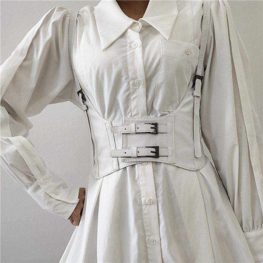 Slimming Body Lolita Belts Extra Wide Waistband Elastic Waist Strap PU Leather Cummerbund