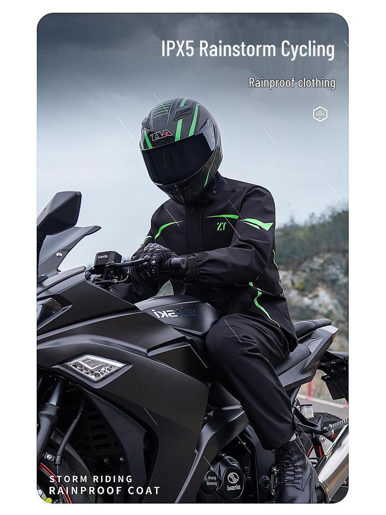 Qi An Ga Mian Adult Reflective Waterproof Cycling Raincoat and Pants Set