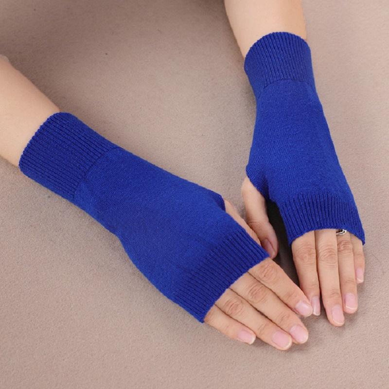 Wollhandschuh für Damen Winter Gestrickt Fingerlos Warm Weich Uni Dehnbar Halbfingerhandschuh Dame Elastisch Kurz Kaschmir Cosplay Handschuhe