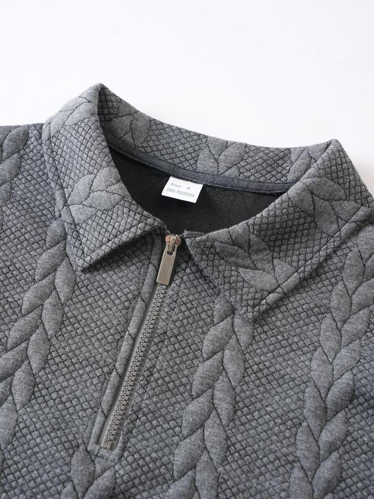 European Jacquard Knit Half-Zip Hoodie for Men - Autumn/Winter Casual Sportswear