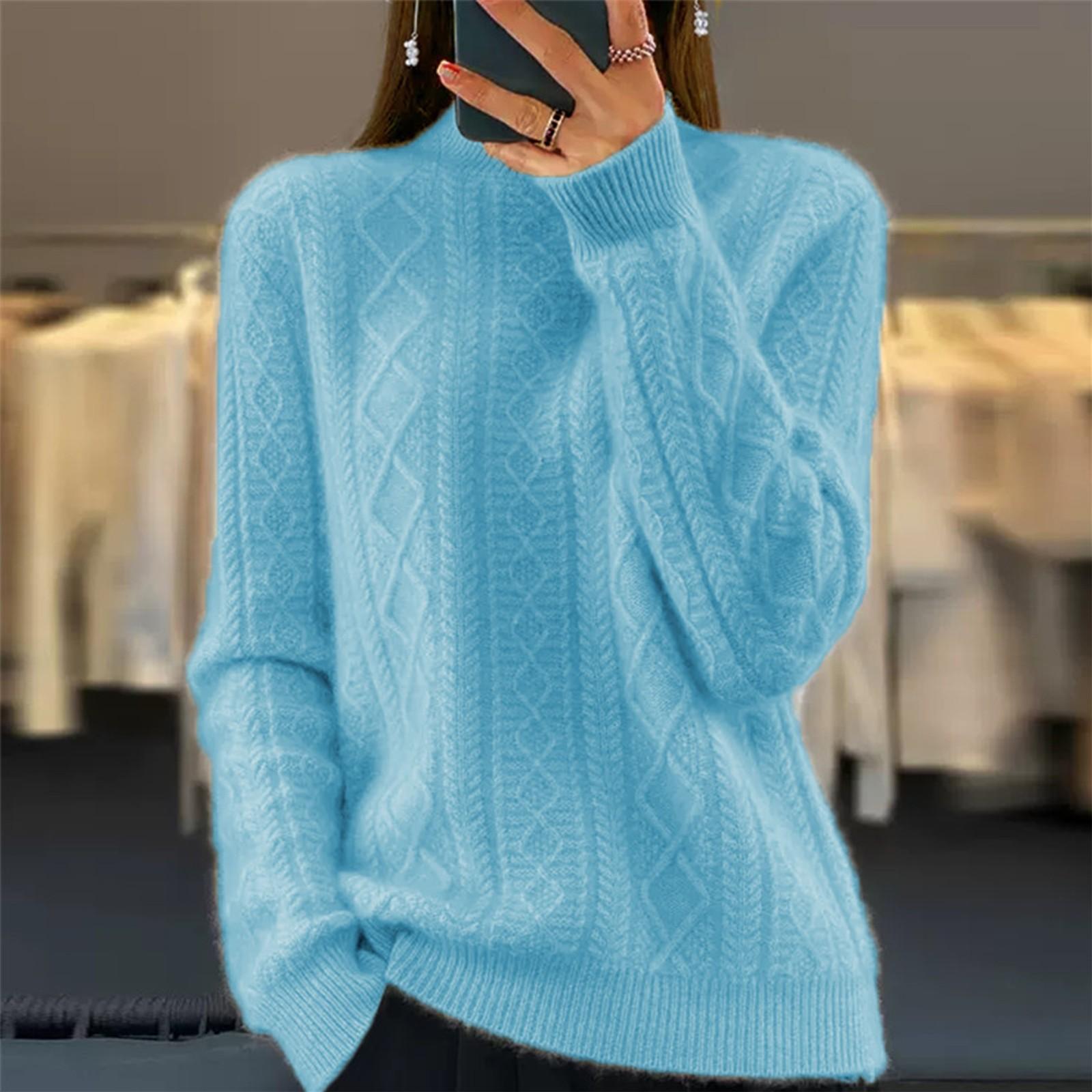 

Женский модный свитер с высоким воротом, однотонный трикотажный свитер, повседневный свитер S