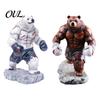 Resin Animal Figurine Boxing Bear Figurine, Muscle Statue for Desk Decor, Brown Decor White Sculpture Office and Home Display Shape