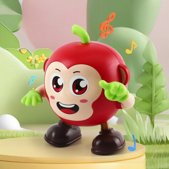 Yousheng Electric Dancing Toy with LED Light Music Recording Pineapple Elephant French Fries Red Fruit Walking Toy Toddlers Tummy Time Crawling Toy