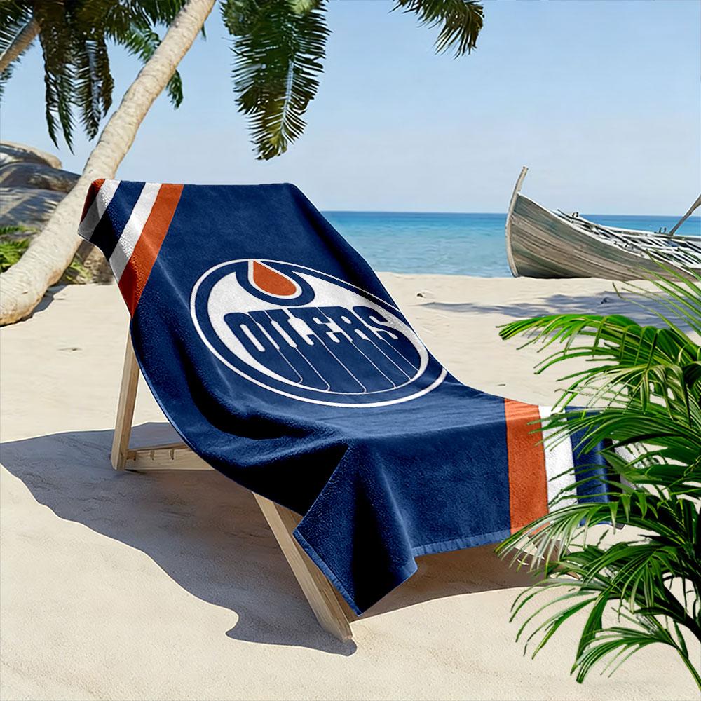 Edmonton Oilers Logo Beach Towel Design Patterned beach towel quick dry perfect for travel outdoor sports jogging the beach and swimming