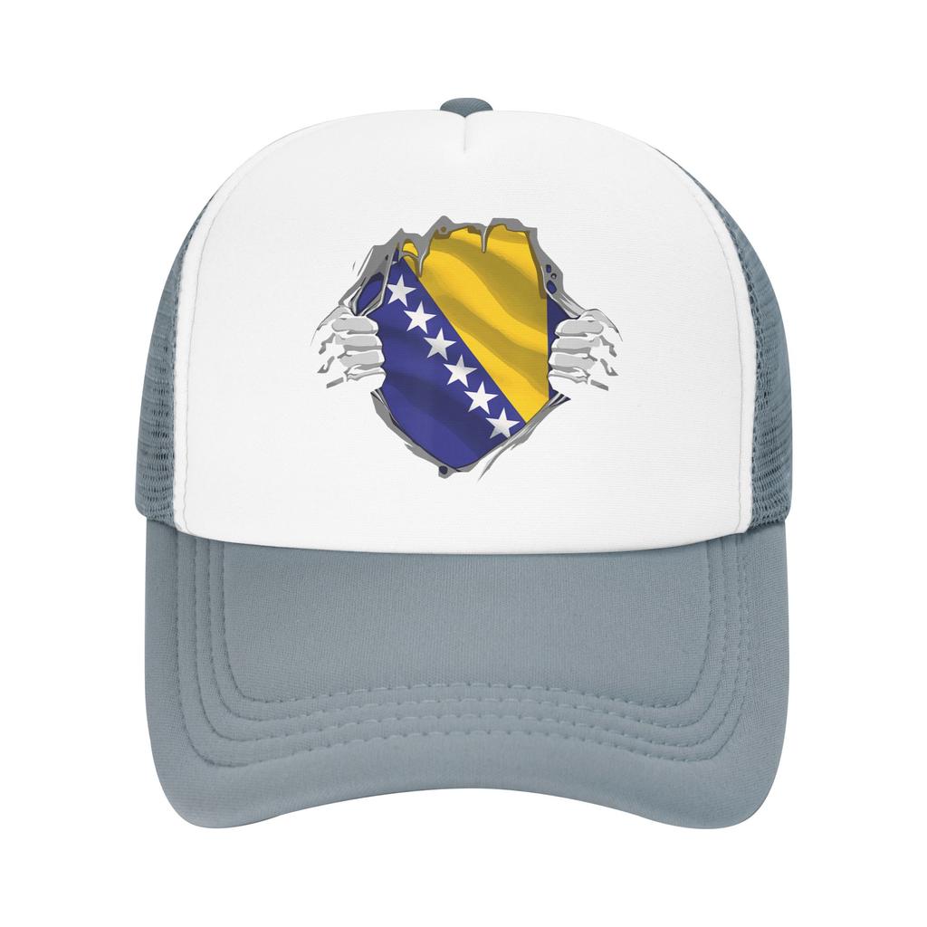 Bosnia and Herzegovina Flag Mesh Baseball Caps Unisex Women HipHop Sun Hat Hat Breathable Summer Trucker Cap