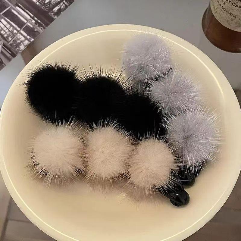 Nerz Haarklammer Banane Vertikal Flauschig Herbst Winter Hinterkopf Haarklammer Pferdeschwanz Haarklammer Kopfschmuck Zubehör