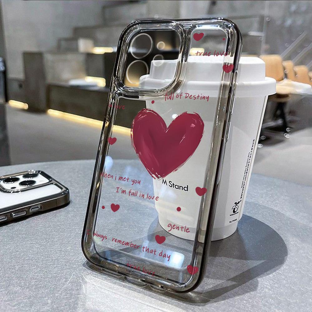 Simple English Love Applies To iPhone17promax Space Phone Case Apple 16 Transparent 15/14 Fine Hole X