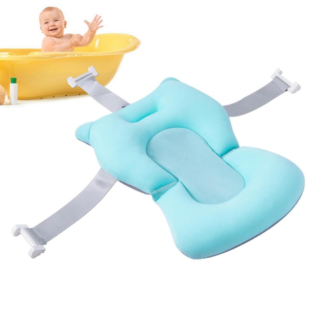 New born Bath Cushion Adjustable Foldable Bathtub Mat Cushion Baby Bath Accessories Bathtub Essentiall With Buckles And 3 Safety