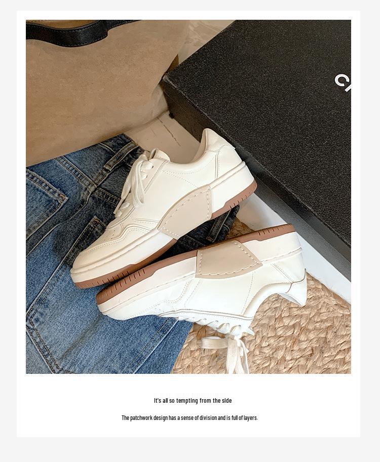 Damskie 2025 Nowe Oddychające Niemieckie Trenerki, Okrągły Nosek, Sznurowane, Gruba Podeszwa, Zwiększające Wysokość, Wszechstronne Casualowe Białe Buty Sportowe