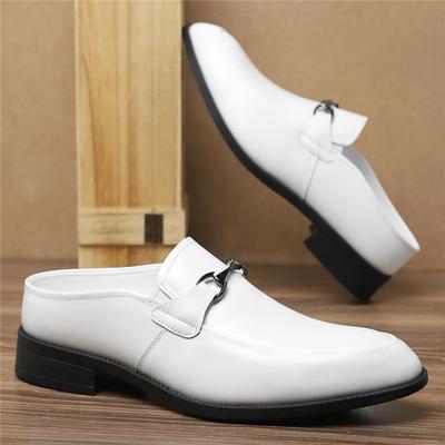 Designer Neuankömmling Herren Weiß Metallknopf PU Leder Halbschuhe Schuhe Männlich Lässige Pantoletten Mokassins Loafer Zapatos Hombre